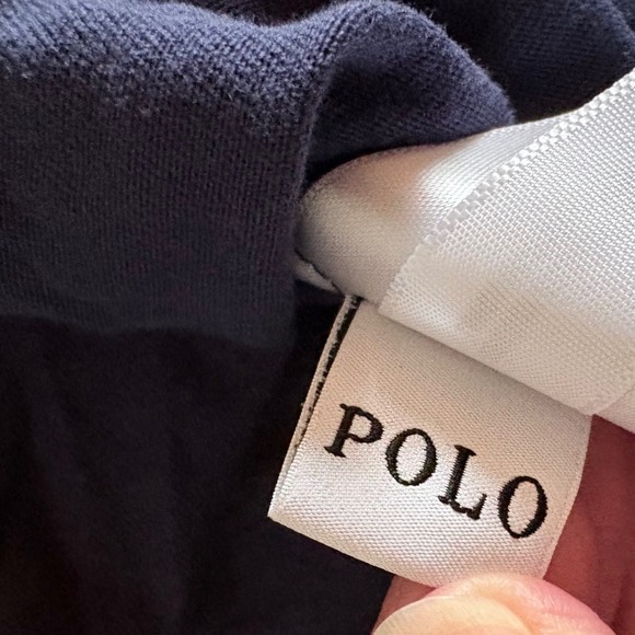 Polo Ralph Lauren Mens Long Sleeve Hoodie T Shirt Navy Blue Red Logo 1967 Small - Picture 12 of 15